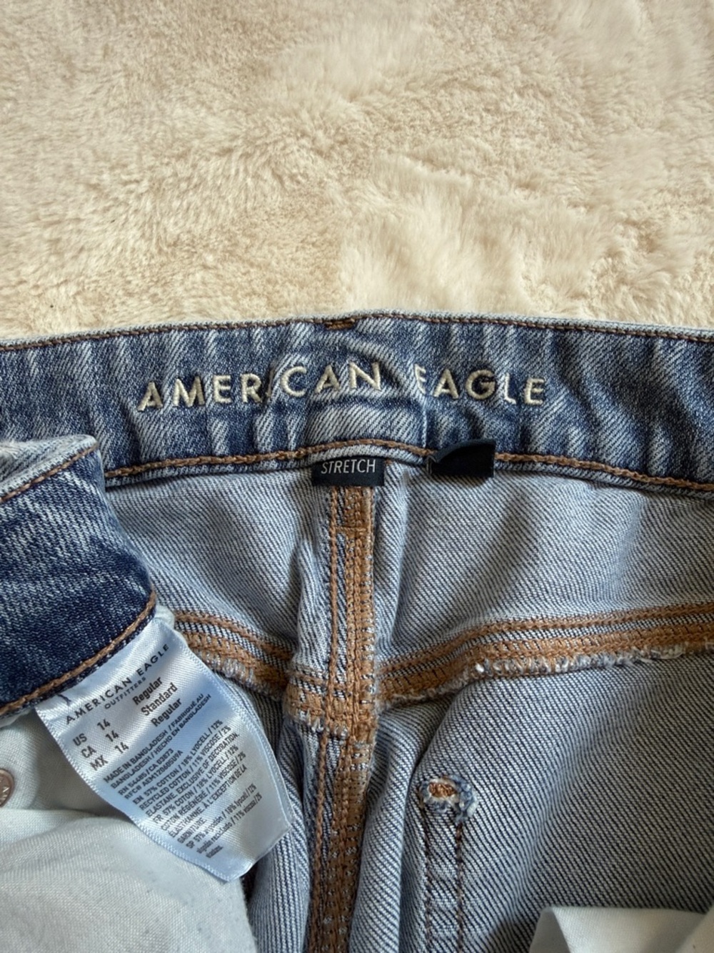 Bundle of Four Denim & Rust Jeans - Light Wash + Red - Picture 10 of 15